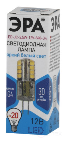 Лампа светодиодная ЭРА STD LED JC-2,5W-12V-840-G4 2,5Вт капсула нейтральный белый свет G4