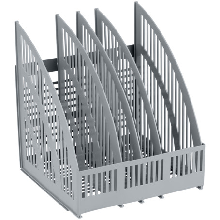 Paper tray vertical STAMP "Line", prefabricated, 4 compartments, grey
