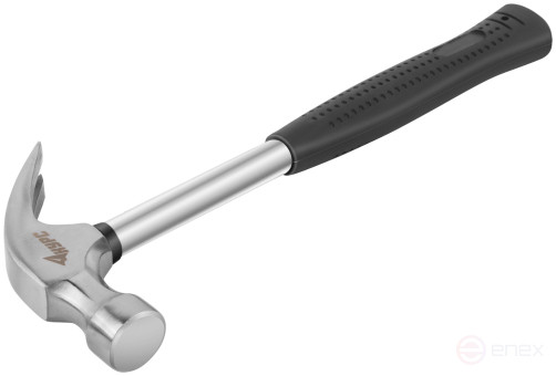 Молоток-гвоздодер, металлическая ручка, резиновая рукоятка 29 мм, 450 гр.