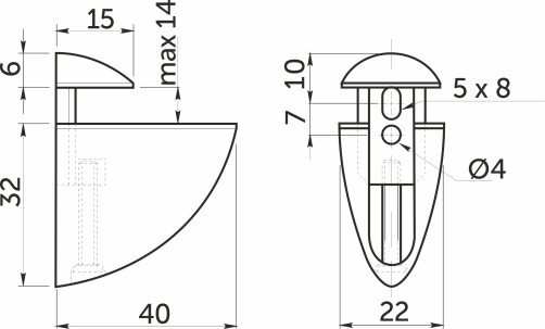 Shelf holder PELIKAN mini chrome AKS