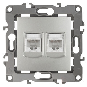 Розетка ЭРА Серия 12 12-3108-03 информационная двойная 2XRJ45 IP20 алюминий