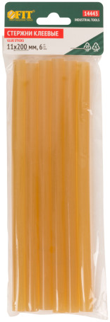 Yellow glue rods, 11 mm x 200 mm, 6 pcs.