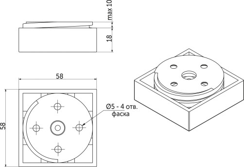 Опора меб. пласт. B-06 h18 регул. металлик AKS