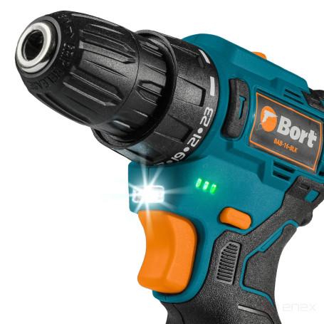 Cordless drill-screwdriver BORT BAB-16-BLK (2x2Ah+battery)