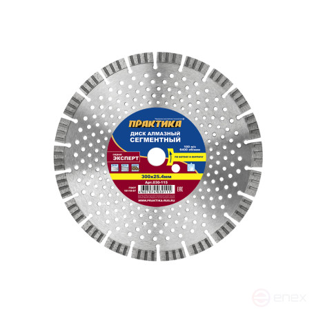 Diamond turbosegment disc PRACTICE "Expert-Concrete" 300 x 25.4 mm, segment 10mm (030-115)