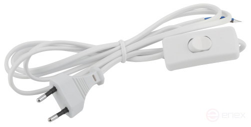 Шнур для бра ЭРА UX-ШВВП-S-1,8m-W с выключателем 1,8м ШВВП 2x0,5мм2 белый