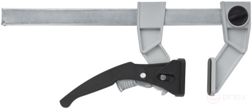 Струбцина рычажная быстрозажимная, усилие сжатия 200 кг, рычажный храповый механизм, металлический корпус, Профи, 90 х 200 мм