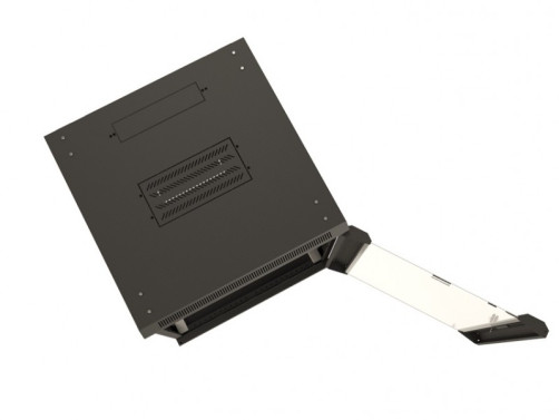 TWB-1245-GP-RAL9004 Шкаф настенный 19-дюймовый (19"), 12U, 650x600х450мм, стеклянная дверь с перфорацией по бокам, ручка с замком, цвет черный (RAL 9004) (разобранный)