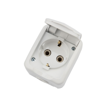 Single socket Mini OG IP54, with grounding, o/y, white KRANZ