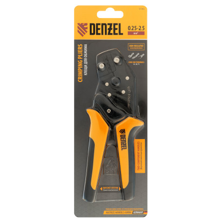 Crimping pliers for non-insulated NC and NV tips, RP connectors, 0.25 - 2.5 mm2 Denzel