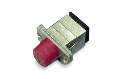 FA-S11Z-FC/SC-N/RD-SL Optical pass-through adapter FC-SC, SM/MM, simplex, metal housing, red caps