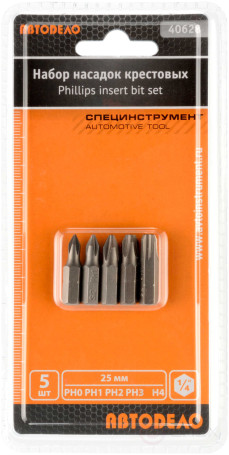 Набор насадок крестовых PH 25мм 1/4"(5шт.блистер) (АвтоDело) 40628