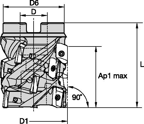 Milling cutter M1H40T05R50A16ED10C20