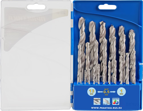 Набор сверл по металлу ПРАКТИКА "Профи" 25 шт. 1-13 мм, шаг 0,5 мм, ПРО кассета (640-315)