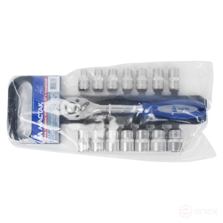 1/2" Ratchet Socket Set, 8-24 mm, 15 pieces MASTER 0-4015H