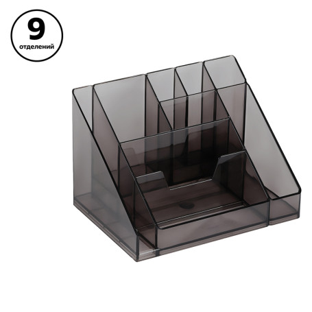 Настольная подставка СТАММ "Каскад", пластиковая, тонированная черная