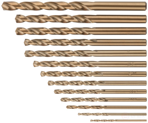 Набор сверл HSS по металлу с добавкой кобальта 5%, 13 шт. (1,5-2-2,5-3-3,2-3,5-4-4,5-4,8-5-5,5-6-6,5 мм)