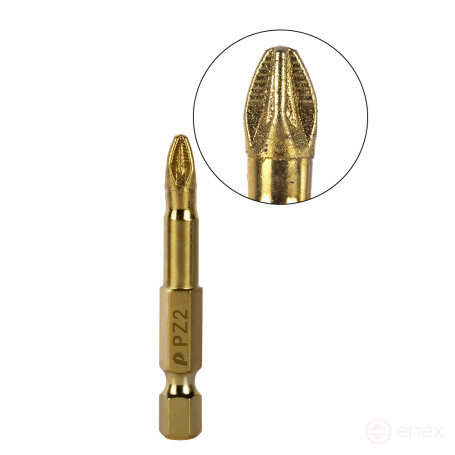 Бита отверточная ПРАКТИКА "Эксперт-Алмаз" PZ-2 х 50мм Tin (1шт), блистер (776-676)