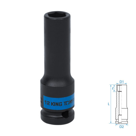 Головка торцевая ударная глубокая шестигранная 1/2", 12 мм KING TONY 443512M