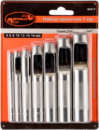 Set of holes 7 pcs.4.0-16.0mm (blister) (Avtodor) (40417)