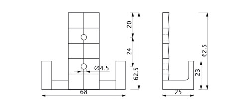 Hook meb. two-horn metal TETRIS old gold AKS