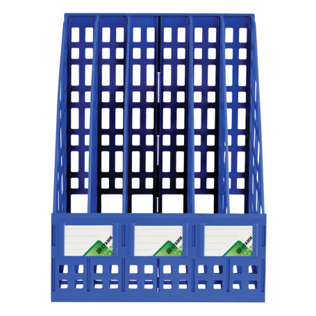 Vertical STAMP paper tray, prefabricated, 5 compartments, blue