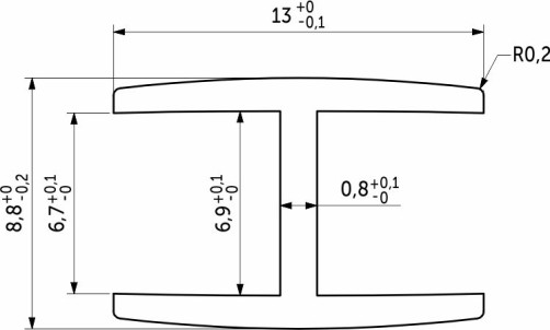 The connecting bar is 6 matte (L=0.6) AKS