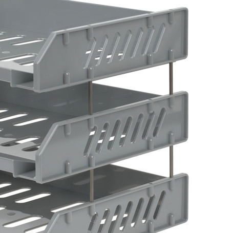 Paper tray horizontal STAMM "City", set of 3 pcs., on the met. rods, wide loading, grey