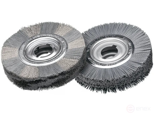 Cylindrical corrugated brush, D250 mm, width 50 mm, nylon abrasive SIC K 180/1.00 mm, landing hole 50.8 mm with a double keyway 13*7 mm