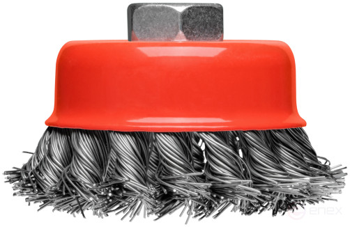 Корщетка-чашка, гайка М14, стальная витая проволока 75 мм, блистер