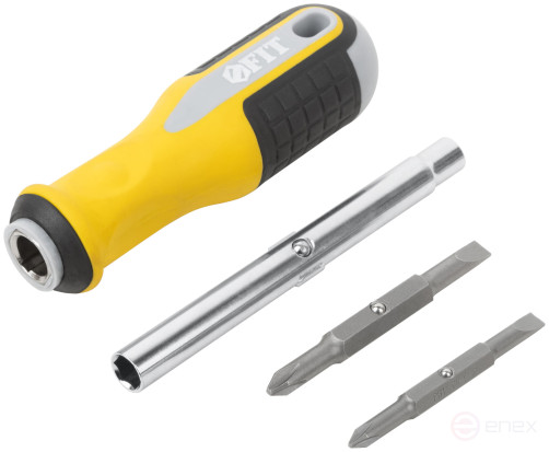 Screwdriver with adjustable stinger "Start", CrV steel, 6-in-1, 115 mm stitch, rubberized handle