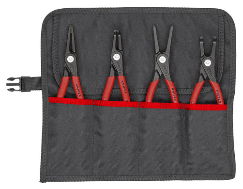 A set of precision forceps for internal and external locking rings, a polyester twist case, 4 items