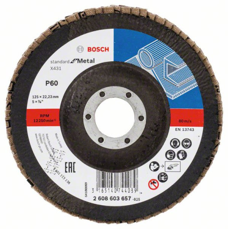 Petal grinding circle X431, Standard for Metal 125 mm, 22.23 mm, 60, 2608603657