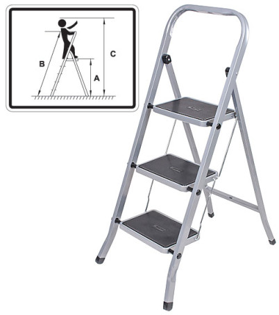 Steel ladder, 5 wide steps, H = 152 cm, weight 8.25 kg