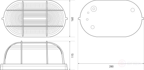 Светильник ЭРА НБП 04-100-002 Акватермо алюминий/стекло решетка IP54 E27 max 100Вт 280х160 овал черный
