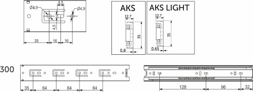 Ball guide L-300 h=35 AKS
