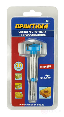 Сверло петельное Форстнера ПРАКТИКА 30 мм, твердосплавное, (1шт), блистер (918-627)
