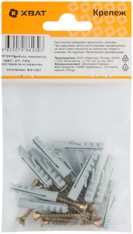 Mounting for baseboards. Set: dowel with screw 6x30/4x30 (packing 12 pcs)