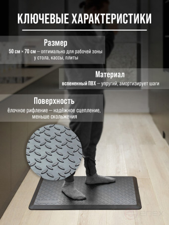 Herringbone anti-fatigue mat, 61x92 cm, black