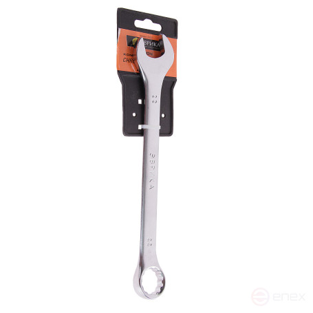 Ключ комбинированный 22мм ER-31022 (Chrome vanadium) на держателе сатинированный ЭВРИКА 1/10