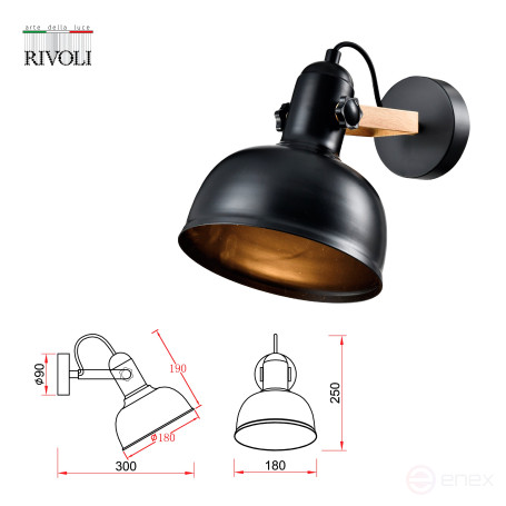 Wall Lamp Rivoli Nathalie 4121-401 Wall Lamp 1 x E27 40W Loft Country