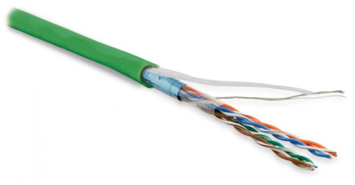 FUTP4-C5E-P26-IN-LSZH-GN-305 (305 m) Twisted pair cable, shielded F/UTP, category 5e, 4 pairs (26 AWG), stranded (patch), foil shield, LSZH, NG(A)-HF, -20°C – +75°C, green