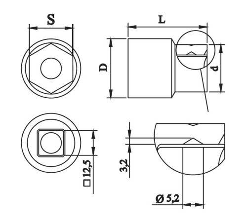 Replaceable end head G-32, 6-grain. copper - plated