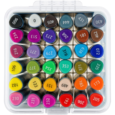 A set of double-sided markers for sketching Gamma "Studio" 36 colors, basic colors, triangular body, bullet-shaped/wedge-shaped. tips, plastic case