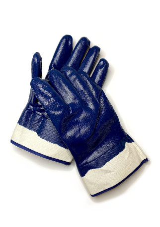 Перчатки нитриловые синие (полный облив, крага) (уп. 12 пар)