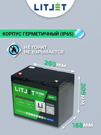 LiFePO4 Traction Battery 12V 100Ah 1280Wh with Bluetooth UPS