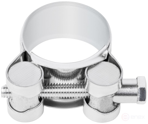 The clamp is a crimping power hinge, stainless steel.steel 29-31 mm