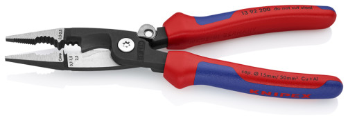 Electrical pliers, 6-in-1, gripping flat and round material, bending, deburring, insulation removal 0.75 - 1.5 + 2.5 mm2, contact crimping