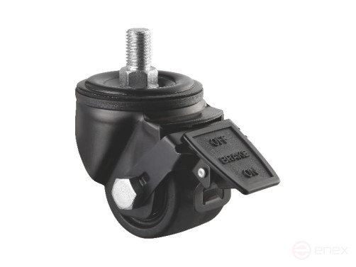 Wheel support d.50 mm with brake and threaded rod M16x25 hardware reinforced