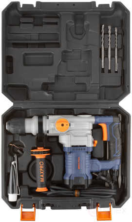 MAX-PRO Перфоратор демонтажный 1200 Вт; 880 об/мин; 4,5 Дж; 3 режима; Д/Б/М-40/28/13; 4,95 кг; SDS-PLUS; антивибрационная ручка; резиновые вставки; ре
